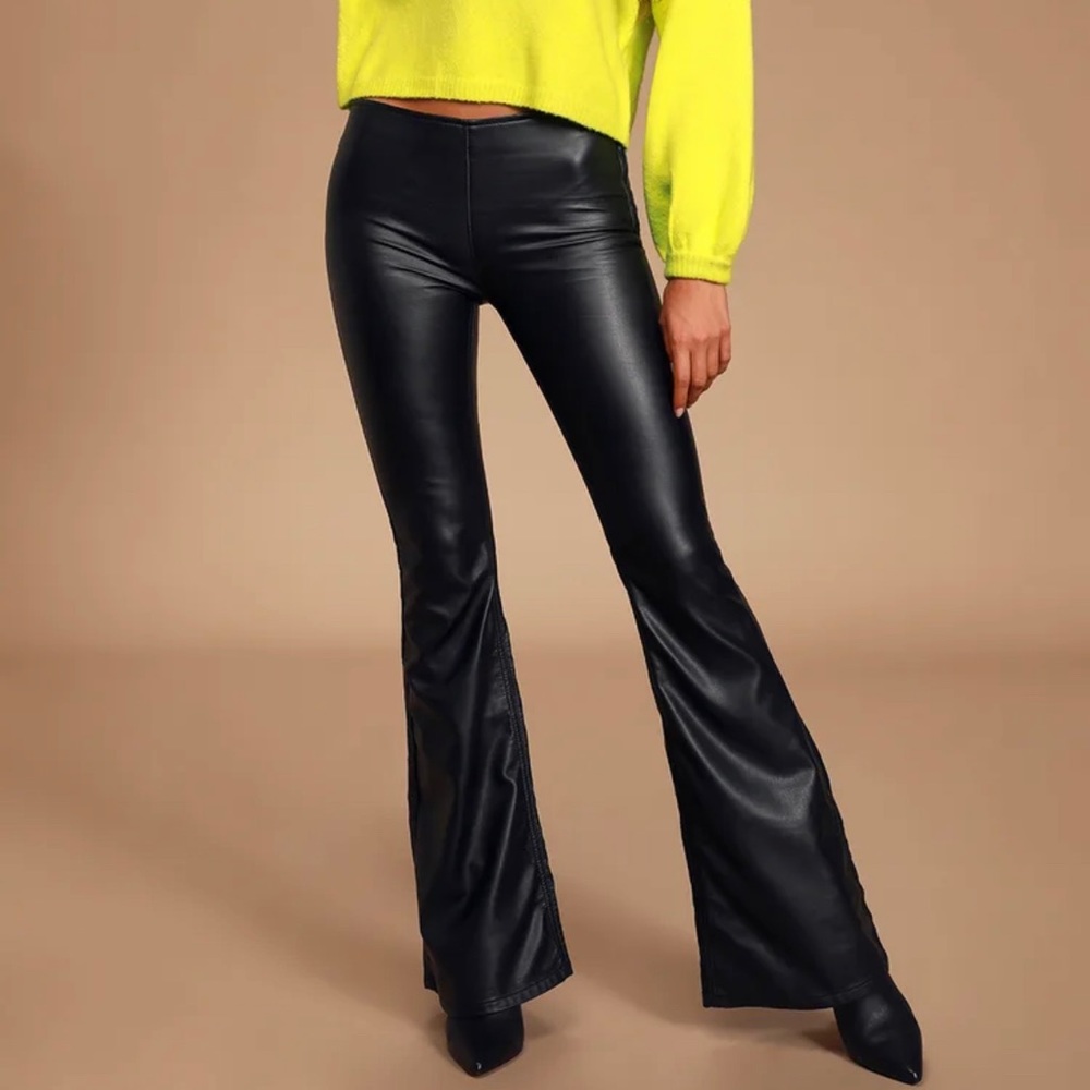 Free People Leather Flare Pants